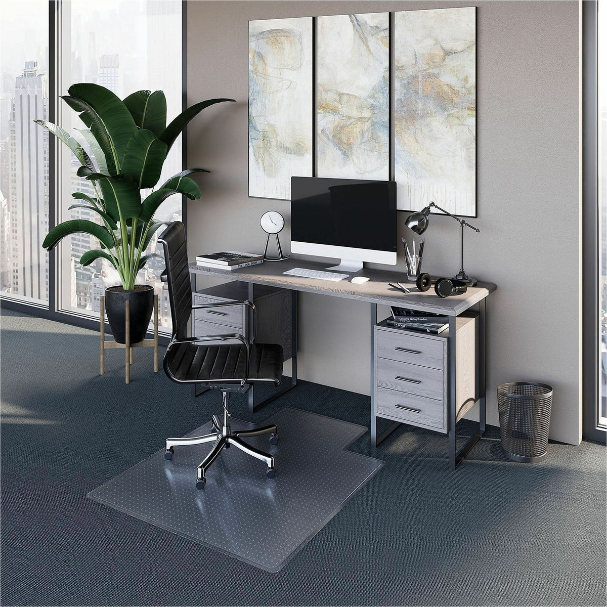 ES ROBBINS Low-Pile Carpet Chair Mat - Pile Carpet, Low Pile - 48" Length x 36" Width x 0.375" Thickness - Lip Size 10" 