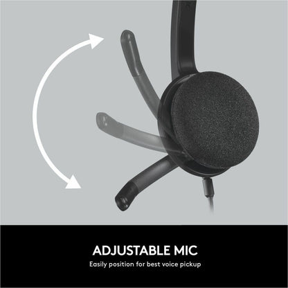 Logitech USB Headset H340 - Stereo - USB - Wired - 20 Hz to 20 kHz - Over-the-head - Binaural - Semi-open - 6 ft Cable -