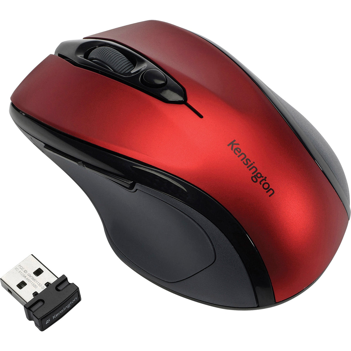 Kensington Pro Fit Mid-Size Wireless Mouse - Optical - Wireless - Radio Frequency - 2.40 GHz - Ruby Red - USB - 1750 dpi