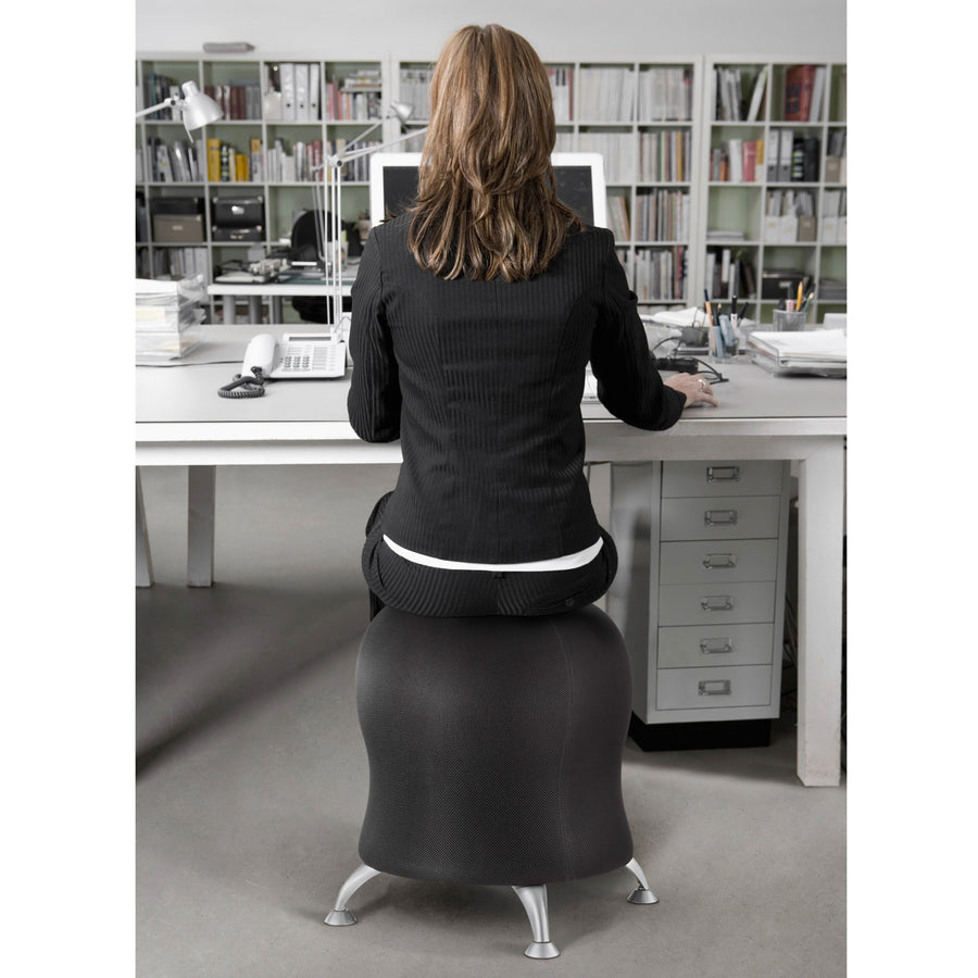 Safco Zenergy Ball Chair - Polyester Seat Material - Four-legged Base - Black - Polyvinyl Chloride (PVC), Polypropylene,