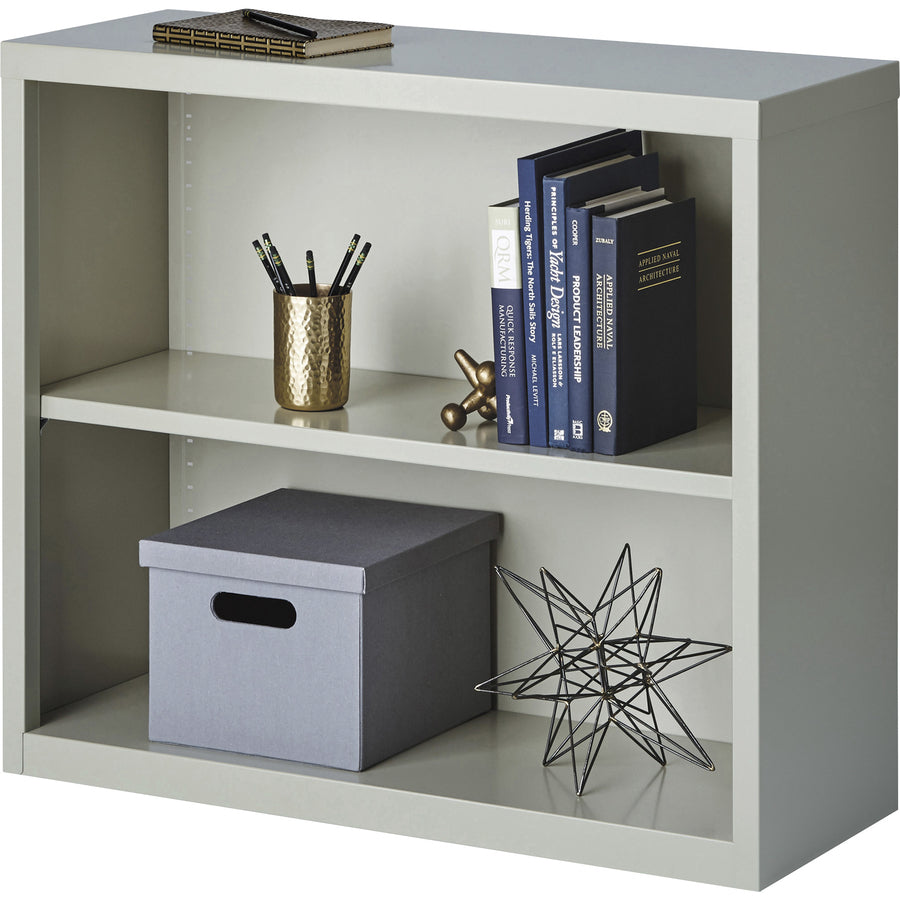 Lorell Fortress Series Bookcase - 34.5" Width x 13" Depth x 30" Height - 2 x Shelf(ves) - Light Gray - Powder Coated - S