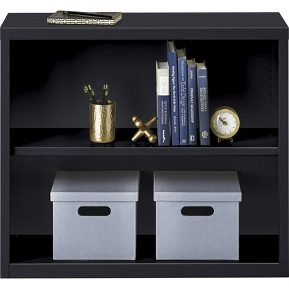 Lorell Fortress Series Bookcase - 34.5" Width x 13" Depth x 30" Height - 2 x Shelf(ves) - Black - Powder Coated - Steel 