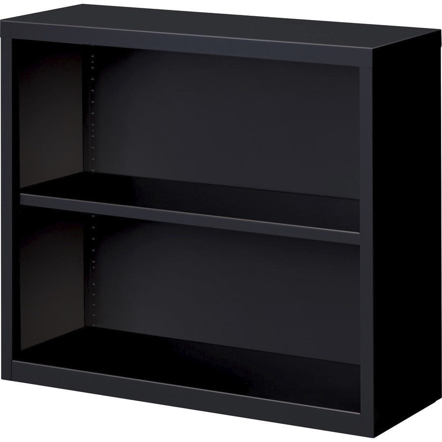 Lorell Fortress Series Bookcase - 34.5" Width x 13" Depth x 30" Height - 2 x Shelf(ves) - Black - Powder Coated - Steel 