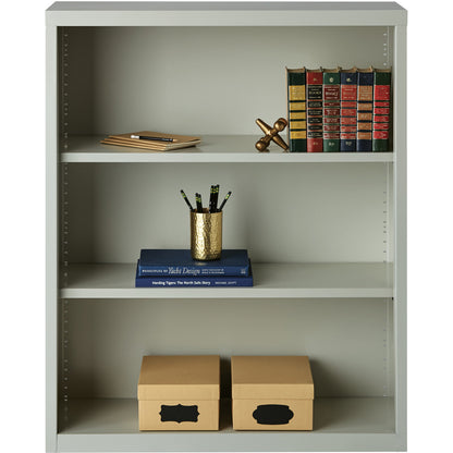 Lorell Fortress Series Bookcase - 34.5" Width x 13" Depth x 42" Height - 3 x Shelf(ves) - Light Gray - Powder Coated - S