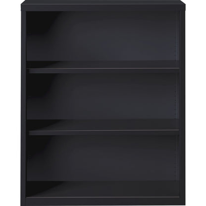 Lorell Fortress Series Bookcase - 34.5" Width x 13" Depth x 42" Height - 3 x Shelf(ves) - Black - Powder Coated - Steel 