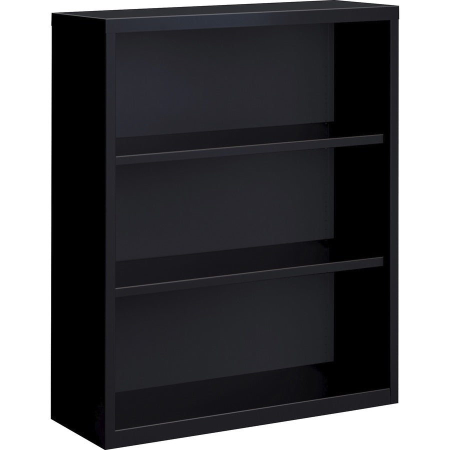 Lorell Fortress Series Bookcase - 34.5" Width x 13" Depth x 42" Height - 3 x Shelf(ves) - Black - Powder Coated - Steel 
