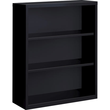 Lorell Fortress Series Bookcase - 34.5" Width x 13" Depth x 42" Height - 3 x Shelf(ves) - Black - Powder Coated - Steel 