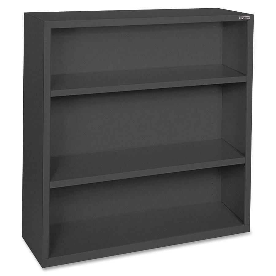 Lorell Fortress Series Bookcase - 34.5" Width x 13" Depth x 42" Height - 3 x Shelf(ves) - Black - Powder Coated - Steel 