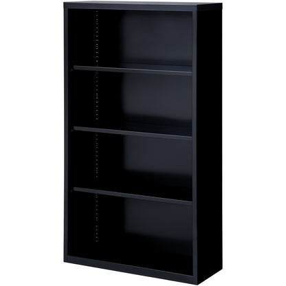 Lorell Fortress Series Bookcase - 34.5" Width x 13" Depth x 60" Height - 4 x Shelf(ves) - Black - Powder Coated - Steel 