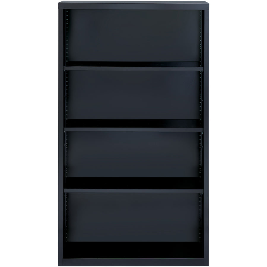 Lorell Fortress Series Bookcase - 34.5" Width x 13" Depth x 60" Height - 4 x Shelf(ves) - Black - Powder Coated - Steel 