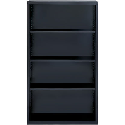 Lorell Fortress Series Bookcase - 34.5" Width x 13" Depth x 60" Height - 4 x Shelf(ves) - Black - Powder Coated - Steel 