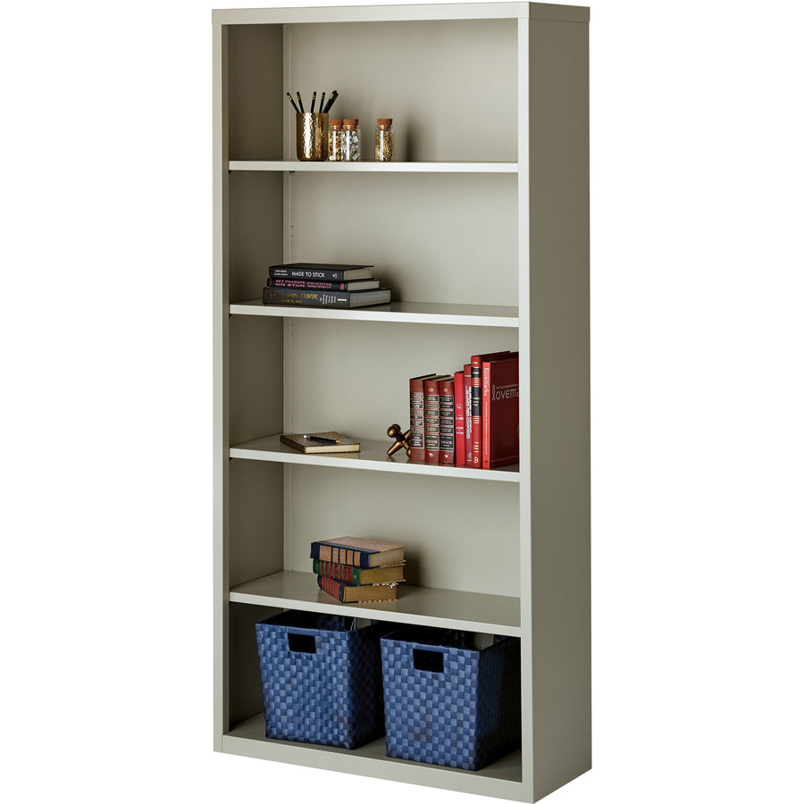 Lorell Fortress Series Bookcase - 34.5" Width x 13" Depth x 72" Height - 5 x Shelf(ves) - Light Gray - Powder Coated - S