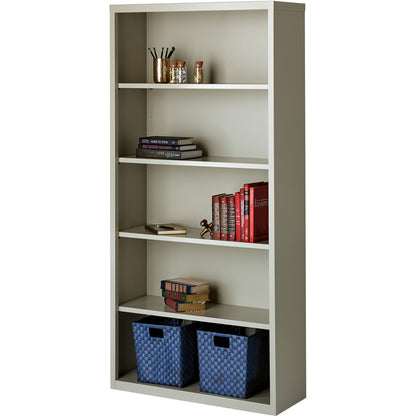 Lorell Fortress Series Bookcase - 34.5" Width x 13" Depth x 72" Height - 5 x Shelf(ves) - Light Gray - Powder Coated - S