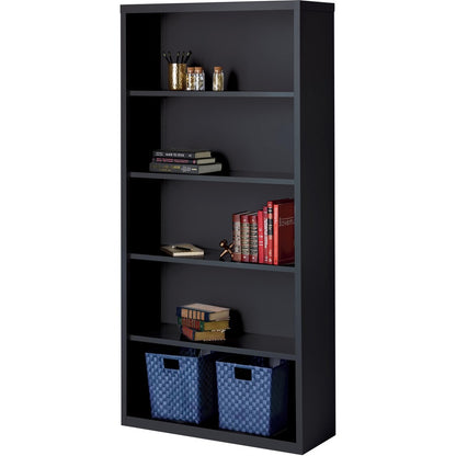 Lorell Fortress Series Bookcase - 34.5" Width x 13" Depth x 72" Height - 5 x Shelf(ves) - Black - Powder Coated - Steel 