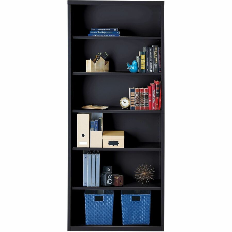 Lorell Fortress Series Bookcase - 34.5" Width x 13" Depth x 82" Height - 6 x Shelf(ves) - Black - Powder Coated - Steel 
