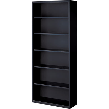 Lorell Fortress Series Bookcase - 34.5" Width x 13" Depth x 82" Height - 6 x Shelf(ves) - Black - Powder Coated - Steel 