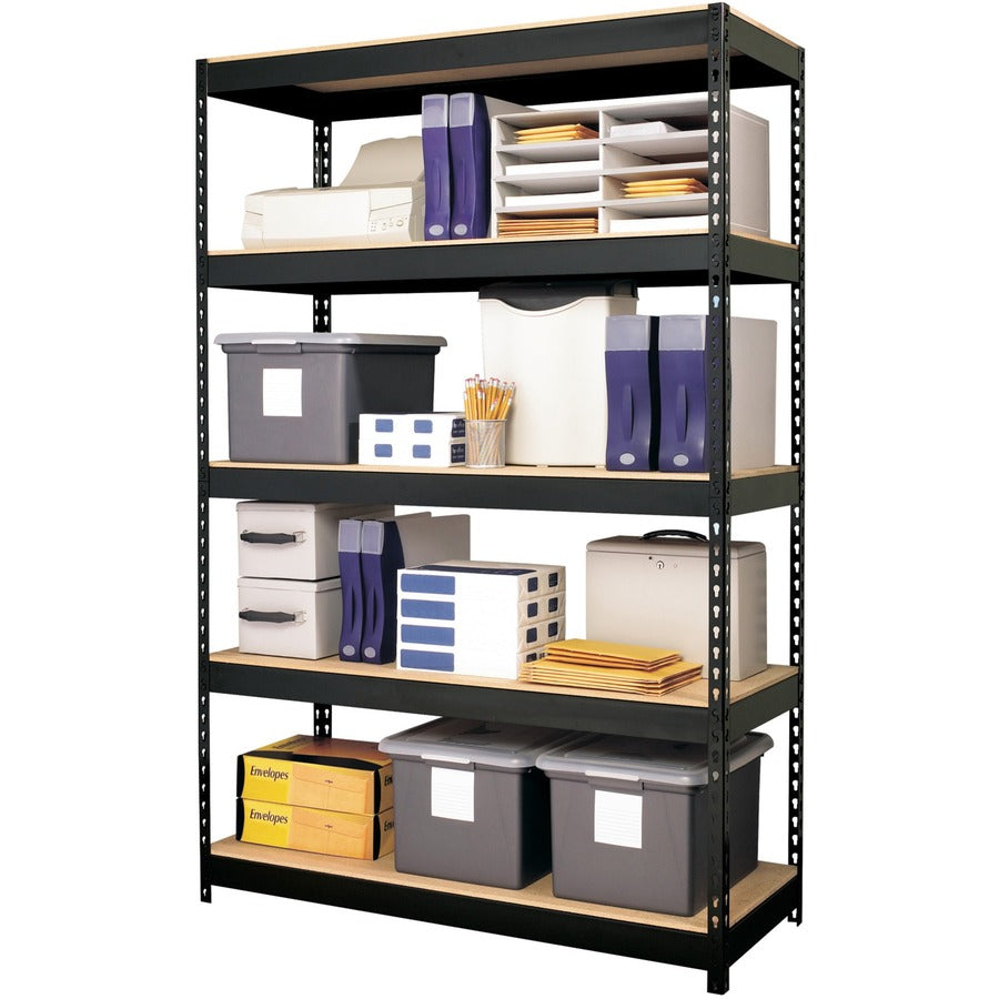 Lorell Fortress Riveted Shelving - 5 Compartment(s) - 5 Shelf(ves) - 72" Height x 48" Width x 18" Depth - Heavy Duty, Ru