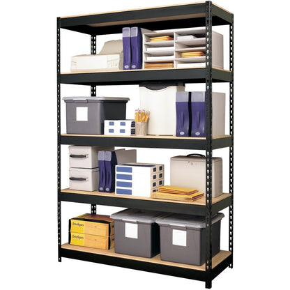Lorell Fortress Riveted Shelving - 5 Compartment(s) - 5 Shelf(ves) - 72" Height x 48" Width x 18" Depth - Heavy Duty, Ru
