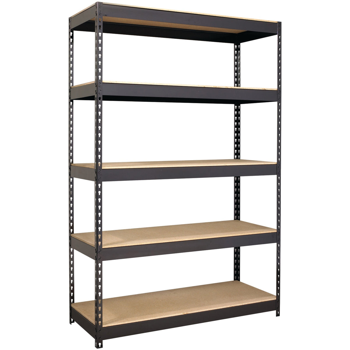 Lorell Fortress Riveted Shelving - 5 Compartment(s) - 5 Shelf(ves) - 72" Height x 48" Width x 18" Depth - Heavy Duty, Ru