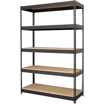 Lorell Fortress Riveted Shelving - 5 Compartment(s) - 5 Shelf(ves) - 72" Height x 48" Width x 18" Depth - Heavy Duty, Ru