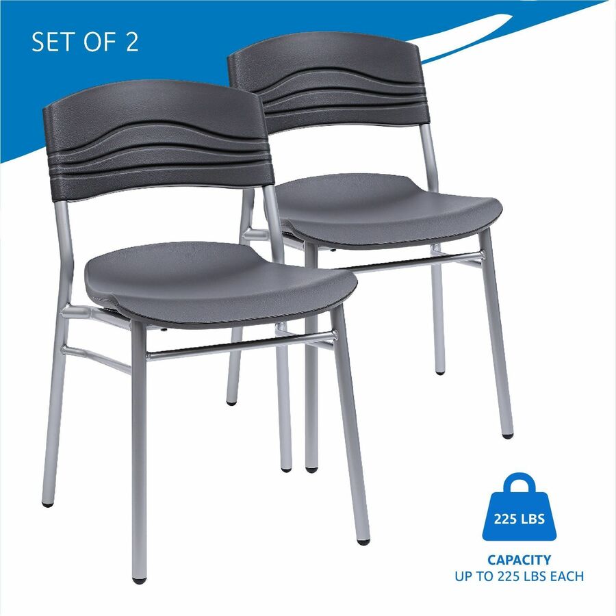 Iceberg CafeWorks Cafe Chairs - 2/CT - Black Seat Color - Polyethylene Seat Material - Polyethylene Back Material - 2 / 