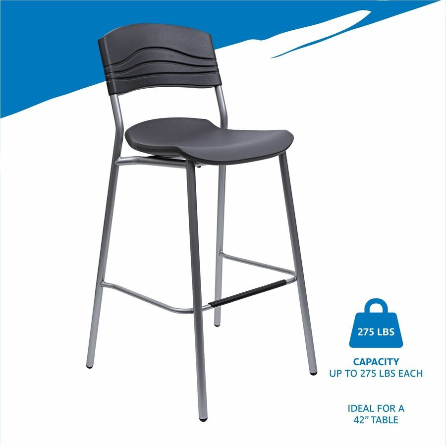 Iceberg CafeWorks Bistro Stool - Black Seat Color - Polyethylene Seat Material - Polyethylene Back Material - 1 Each