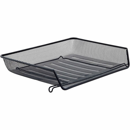 Lorell Side-loading Mesh Document Tray - 3" Height x 14.25" Width x 10.75" Depth - Stackable - Powder Coated - Black - S