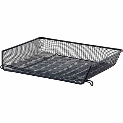 Lorell Side-loading Mesh Document Tray - 3" Height x 14.25" Width x 10.75" Depth - Stackable - Powder Coated - Black - S