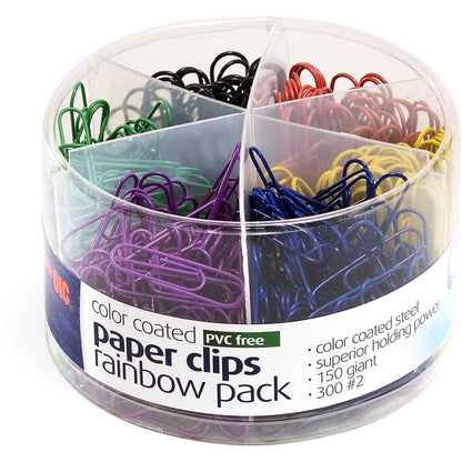Officemate Coated Paper Clips - Jumbo - No. 2 - Assorted - 450 / Pack