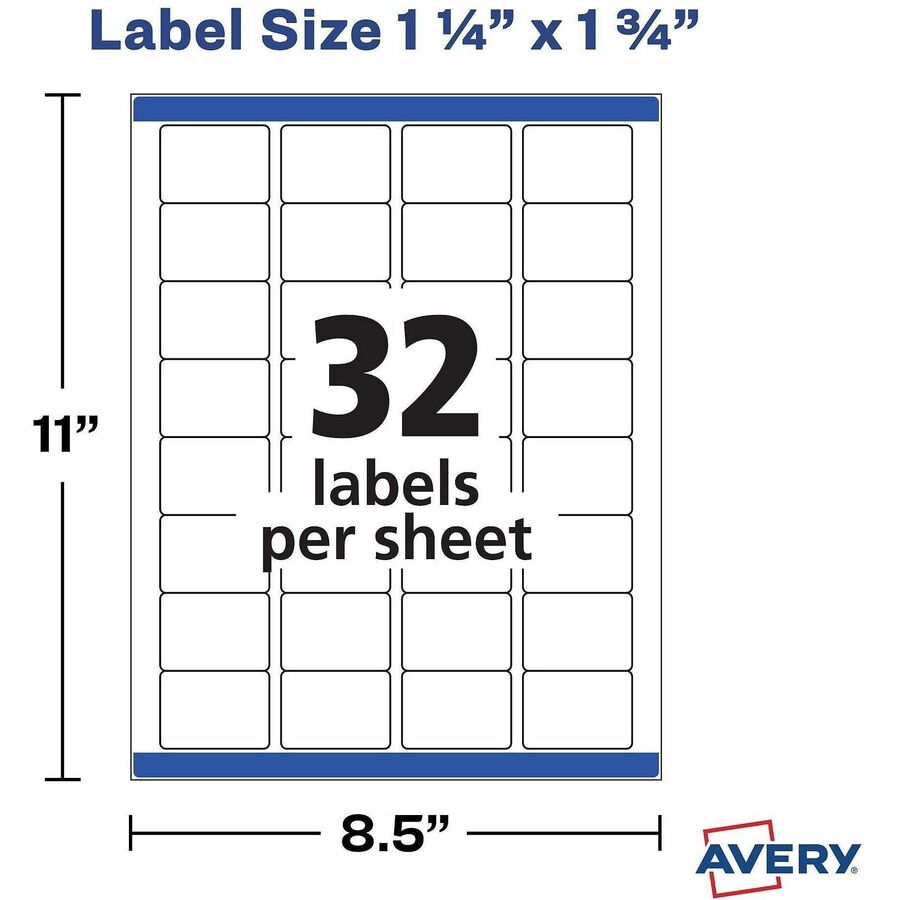 Avery® Removable Durable Rectangle Labels - x 1 1/4" Width x 1 3/4" Length - Removable Adhesive - Rectangle - Inkjet, La