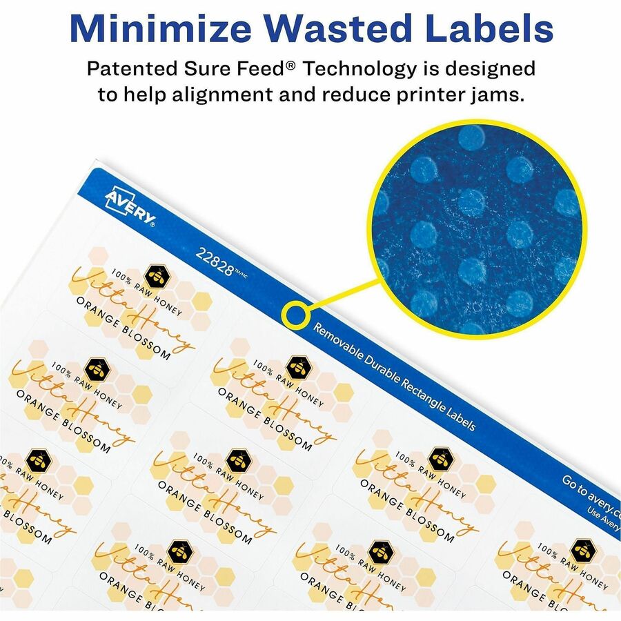 Avery® Removable Durable Rectangle Labels - x 1 1/4" Width x 1 3/4" Length - Removable Adhesive - Rectangle - Inkjet, La
