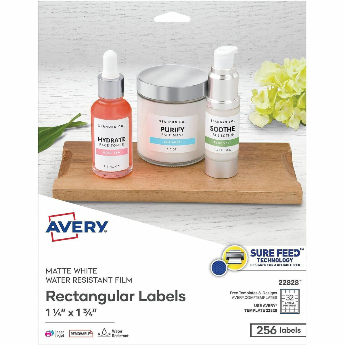 Avery® Removable Durable Rectangle Labels - x 1 1/4" Width x 1 3/4" Length - Removable Adhesive - Rectangle - Inkjet, La