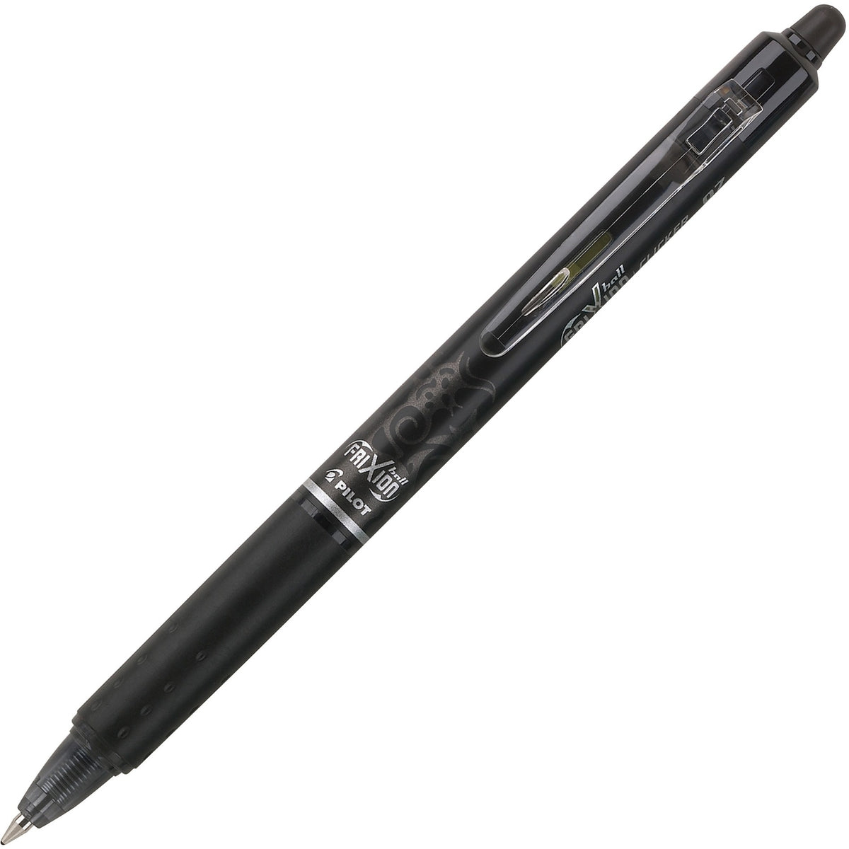 FriXion Erasable Gel Pen - Fine 0.7 mm Point Size - Retractable - Black Gel-based Ink - Black Barrel - 12 / Dozen