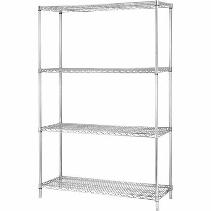 Lorell Industrial Wire Shelving - 48" Width x 18" Depth x 72" Height - Steel - Chrome - 1 Each