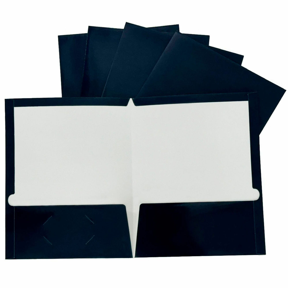Business Source Letter Pocket Folder - 8 1/2" x 11" - 100 Sheets Capacity - 2 Internal Pocket - Card Paper - Navy - 25 /
