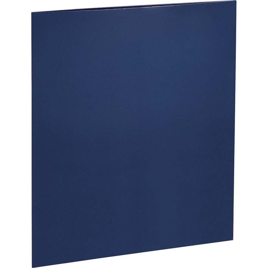 Business Source Letter Pocket Folder - 8 1/2" x 11" - 100 Sheets Capacity - 2 Internal Pocket - Card Paper - Navy - 25 /