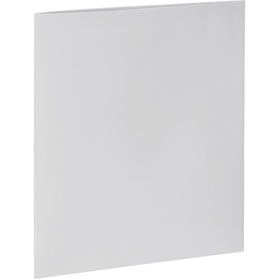 Business Source Letter Pocket Folder - 8 1/2" x 11" - 100 Sheets Capacity - 2 Internal Pocket - White - Laminated, Durab