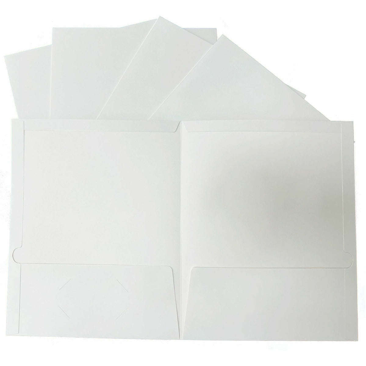 Business Source Letter Pocket Folder - 8 1/2" x 11" - 100 Sheets Capacity - 2 Internal Pocket - White - Laminated, Durab