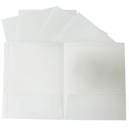 Business Source Letter Pocket Folder - 8 1/2" x 11" - 100 Sheets Capacity - 2 Internal Pocket - White - Laminated, Durab
