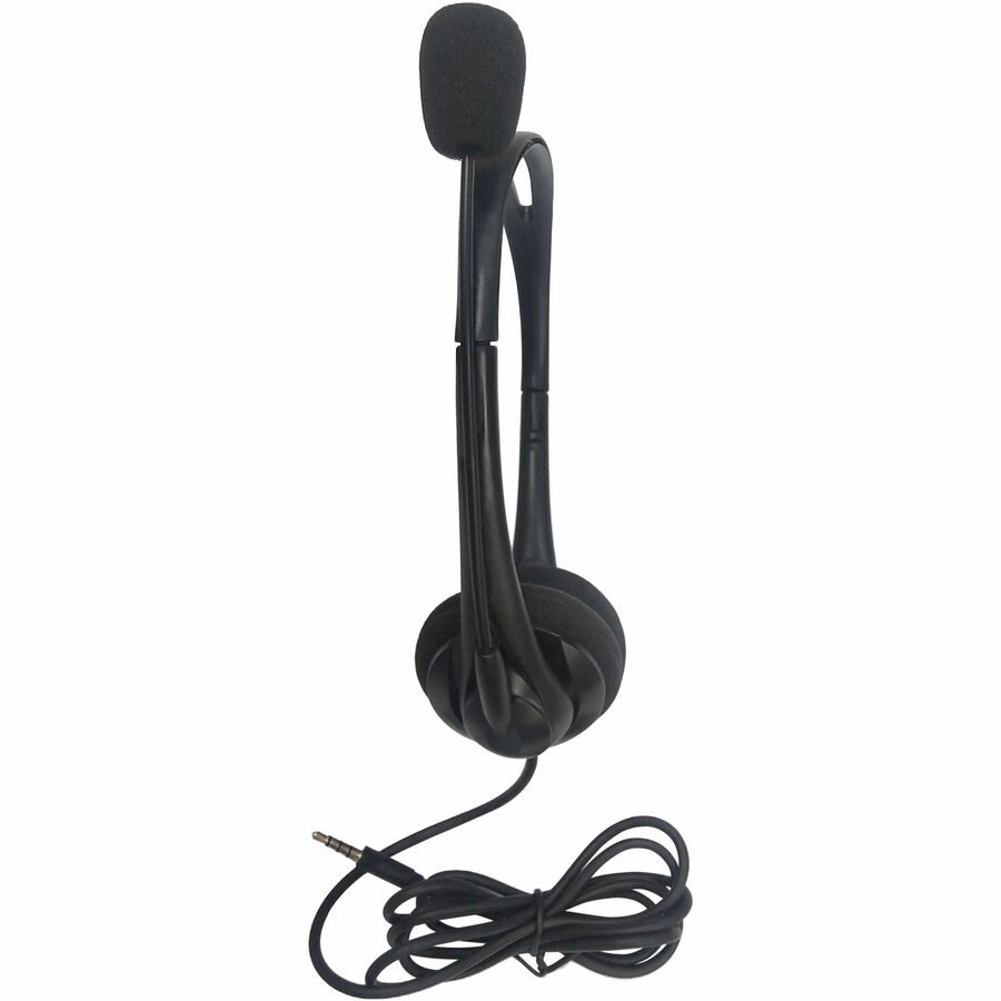Compucessory Lightweight Stereo Headphones with Mic - Stereo - Mini-phone (3.5mm) - Wired - 32 Ohm - 20 Hz to 20 kHz - O