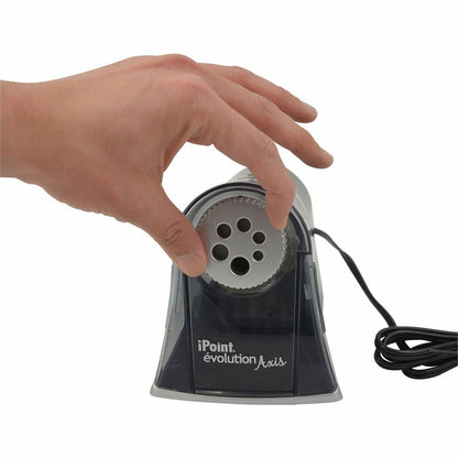 Westcott iPoint Evolution Axis Pencil Sharpener - Desktop - Helical - 5" Height x 7.8" Width x 5.4" Depth - Silver - 1 E