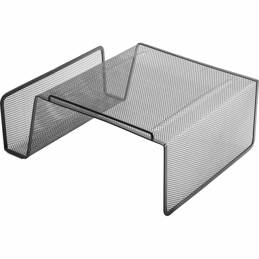 Lorell Mesh Wire Angled Height Mesh Phone Stand - 11.1" Height x 10.1" Width x 5.3" Depth - Steel - Black - 1 Each