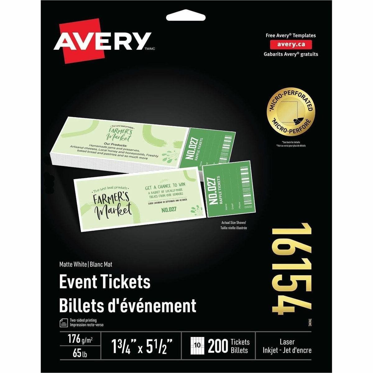 Avery Event Tickets with Tear-Away Stubs - Laser, Inkjet