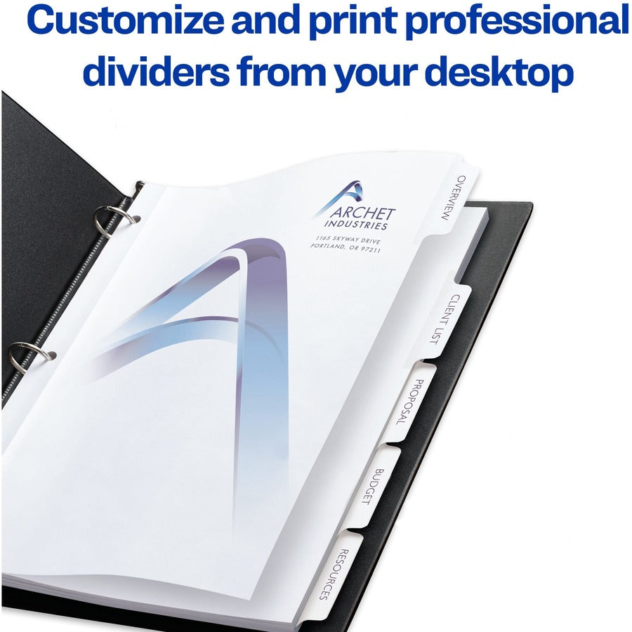 Avery® Customizable Print-On Dividers - 125 x Divider(s) - Print-on Tab(s) - 5 - 5 Tab(s)/Set - 8.5" Divider Width x 11"