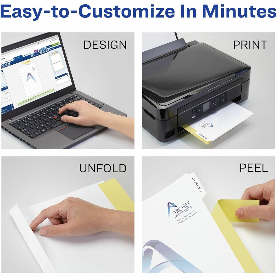 Avery® Unpunched Print-On Dividers - 25 x Divider(s) - Print-on Tab(s) - 5 - 5 Tab(s)/Set - 8.5" Divider Width x 11" Div