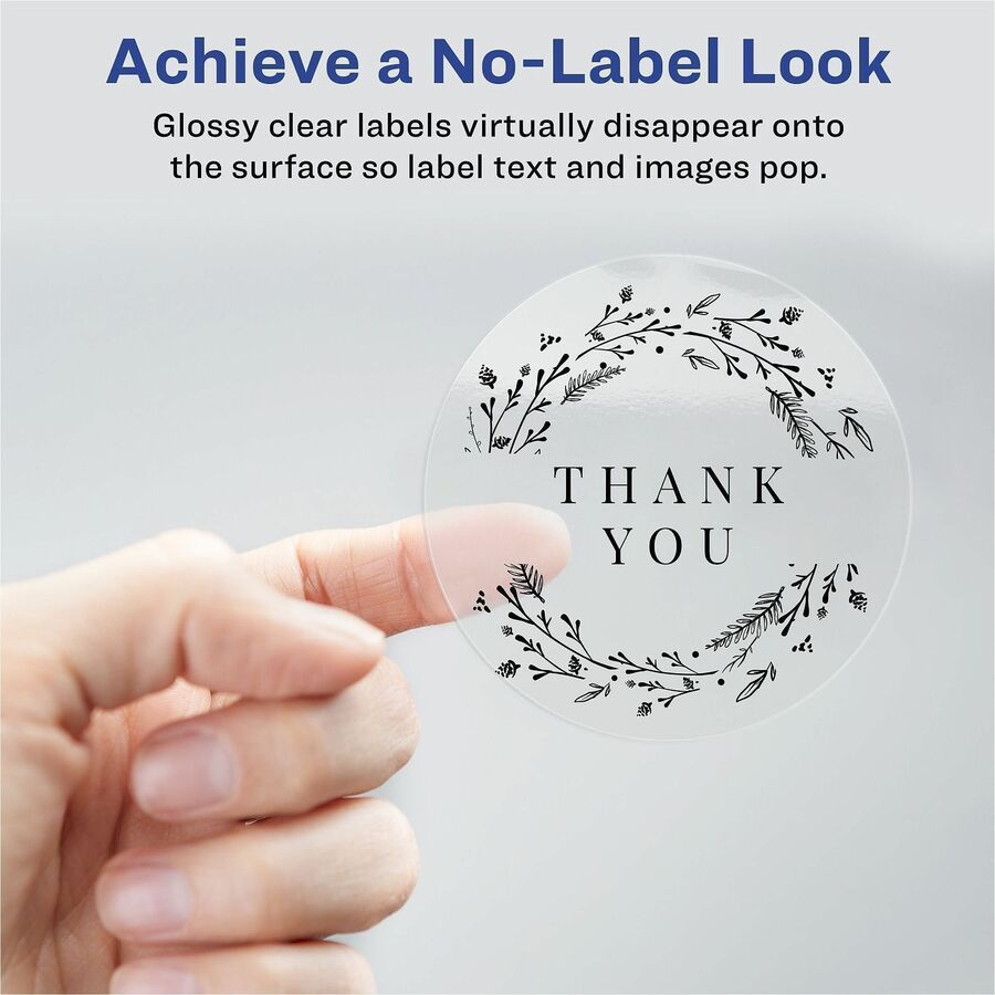 Avery® Printable Round Labels, 2" , Glossy Clear, 120 Labels (22825) - Waterproof - x 2" Diameter - Full Sheet - Permane