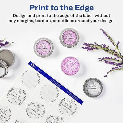 Avery® Printable Round Labels, 2" , Glossy Clear, 120 Labels (22825) - Waterproof - x 2" Diameter - Full Sheet - Permane