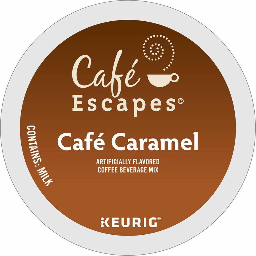 Café Escapes® K-Cup Cafe Caramel Coffee - Compatible with Keurig Brewer - Light - K-Cup - Cafe Caramel - 24 / Box