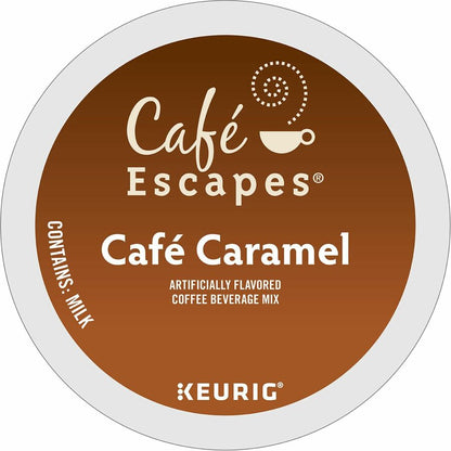 Café Escapes® K-Cup Cafe Caramel Coffee - Compatible with Keurig Brewer - Light - K-Cup - Cafe Caramel - 24 / Box
