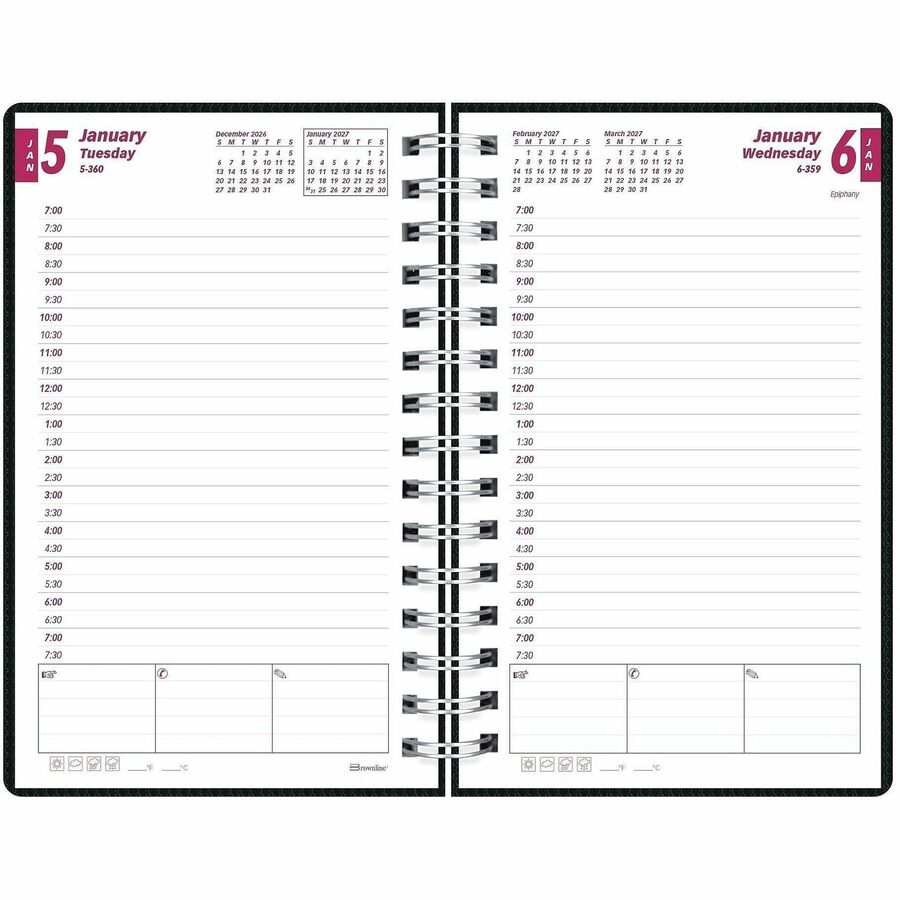 Brownline DuraFlex Daily Appointment Book / Monthly Planner - Julian Dates - Daily - 12 Month - January 2027 to December
